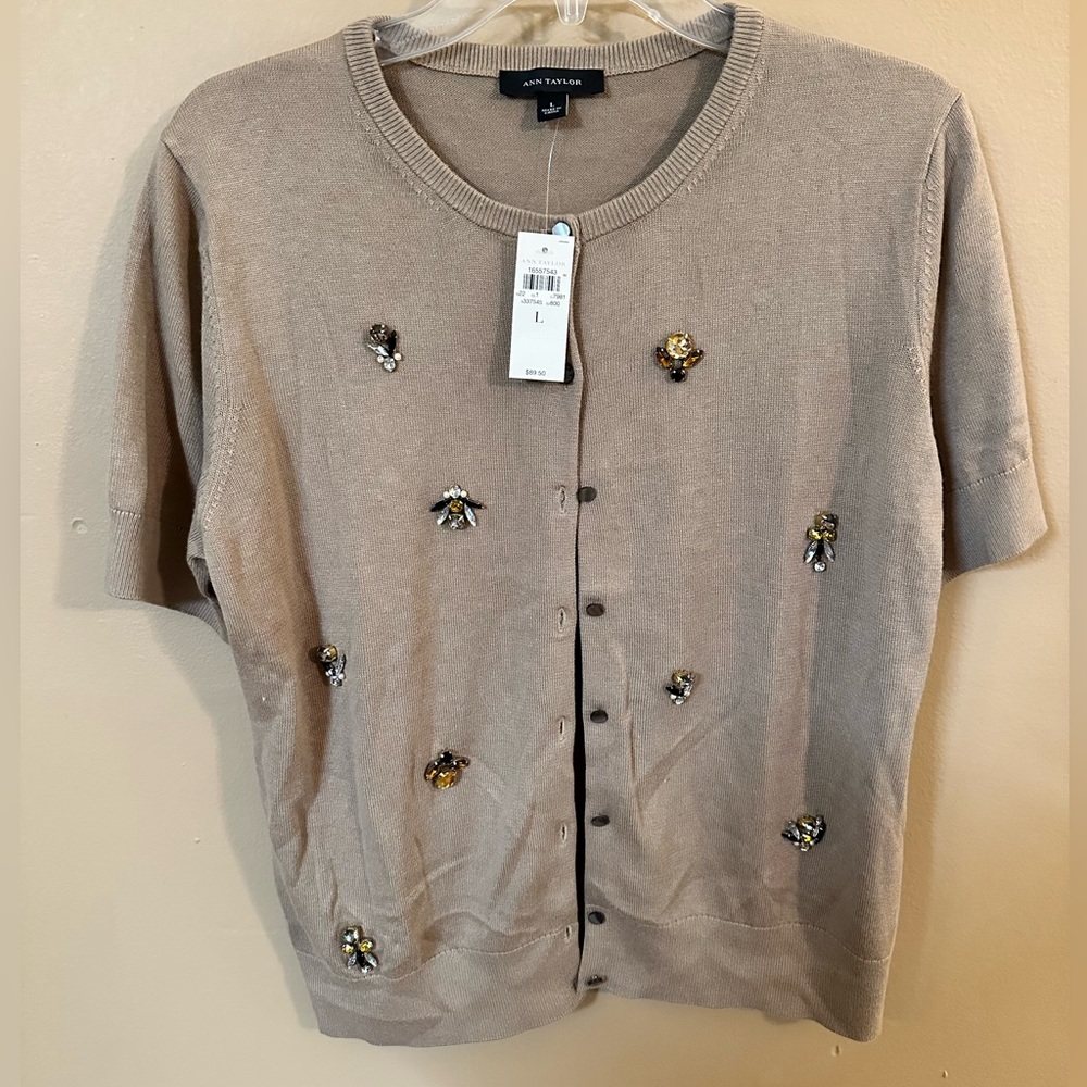 Ann Taylor Short Sleeve Sweater Size: L